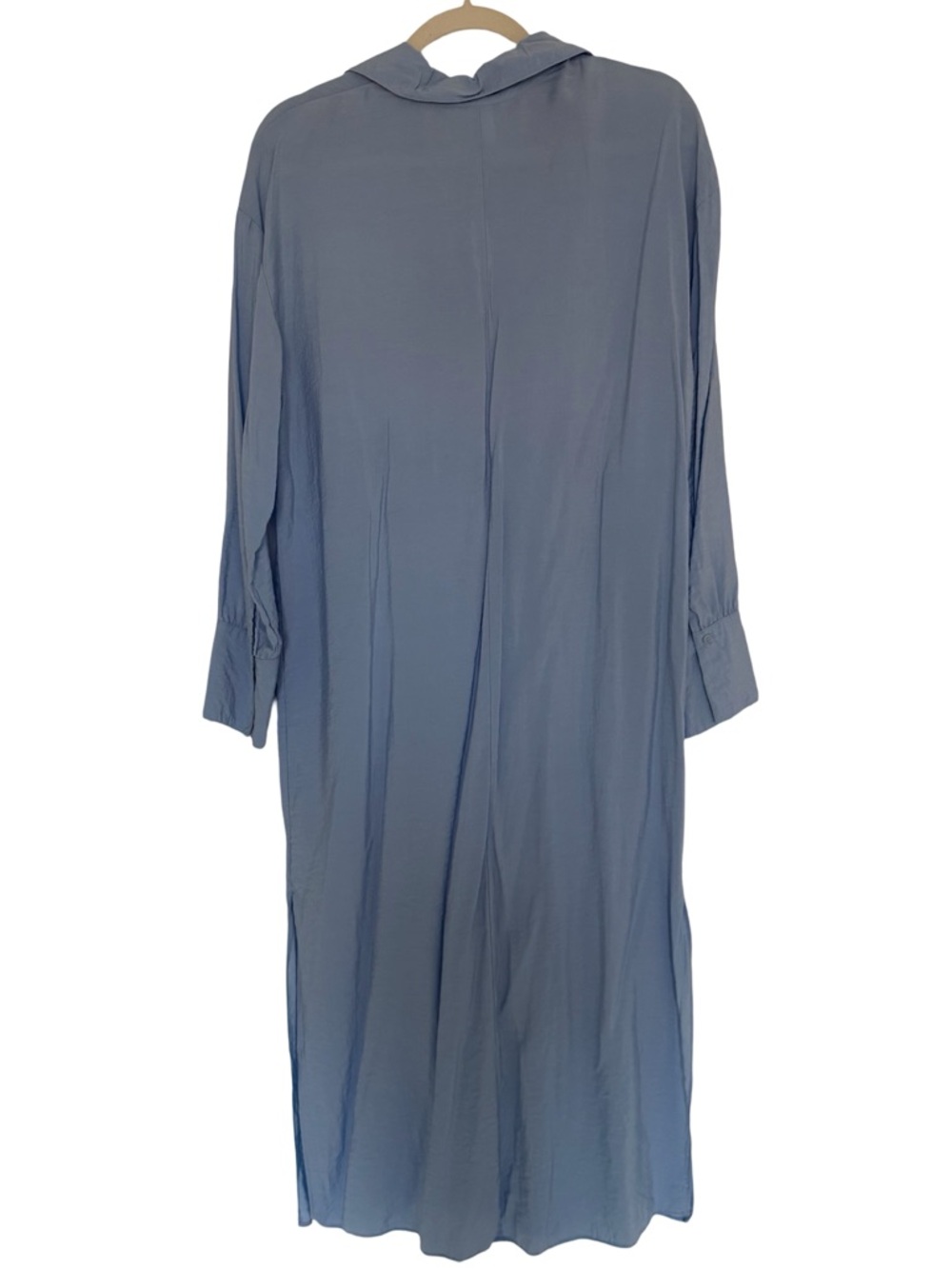 H&M Light Blue Tie Front Shirt Dress Maxi XS - Picture 5 of 7